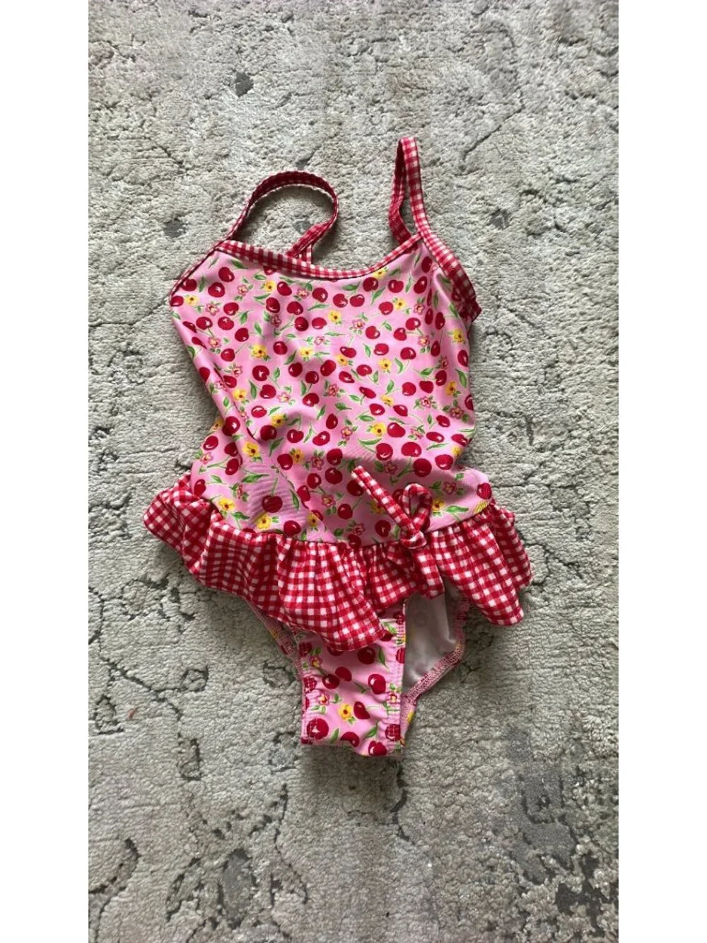 vintage original flap happy cherry swimsuit STS 17”‎